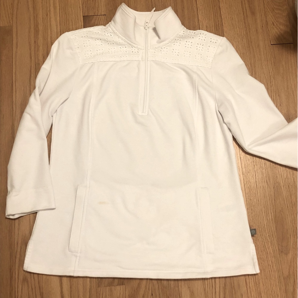 Talbots Eyelet Quarter Zip Top